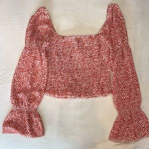 Red polkadot long sleeve going out top from Ruby and Jenna